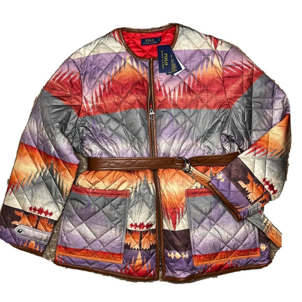 Polo Ralph Lauren Jacket Women Sz 2XL Southwest SW Sunset Aztec Quilted $498